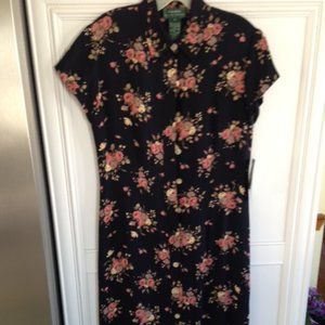 Silk Lauren  Ralph Lauren Floral Midi Dress - Blue and Pink